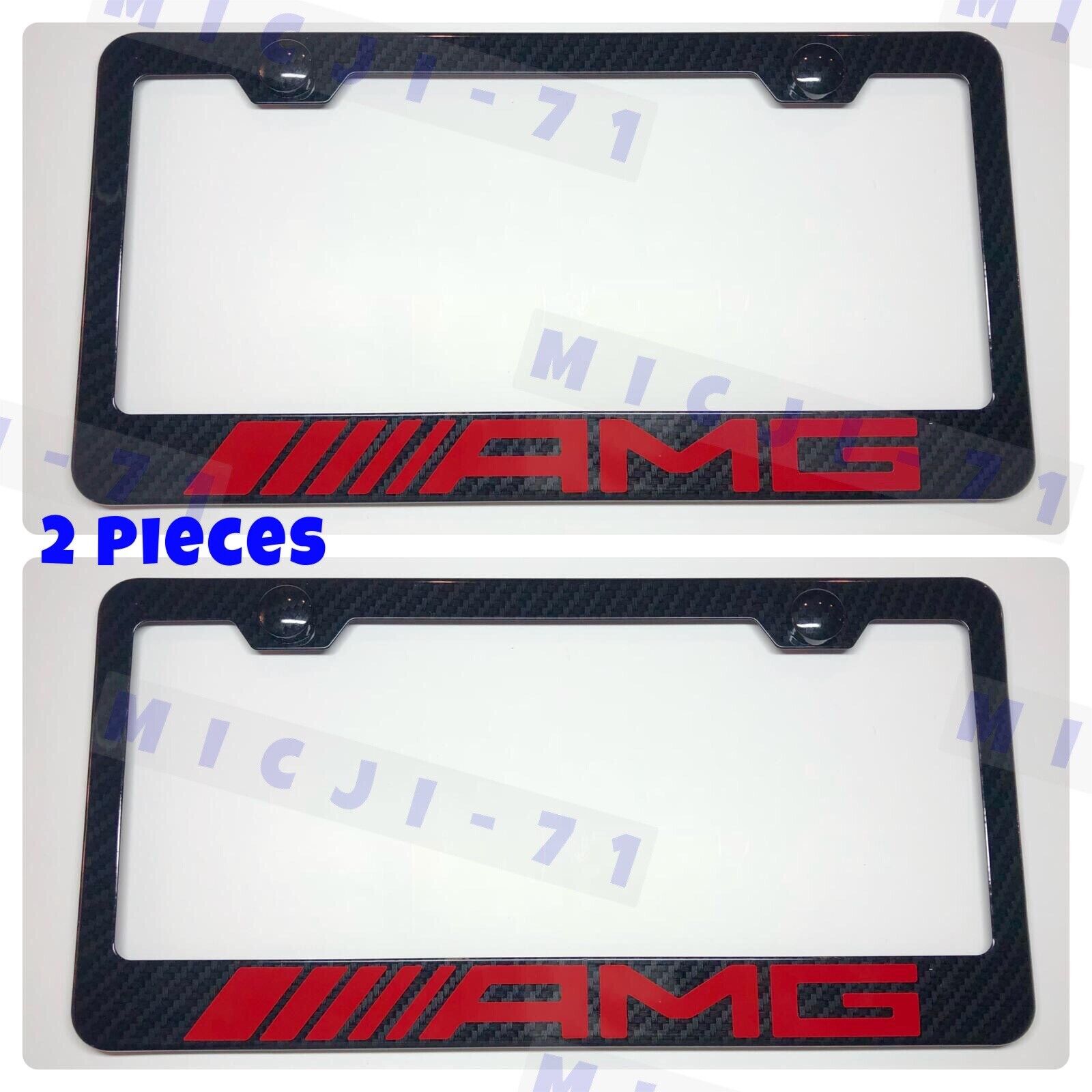 X2 100% AMG Carbon Fiber Style Stainless Steel License Plate Frame Holder