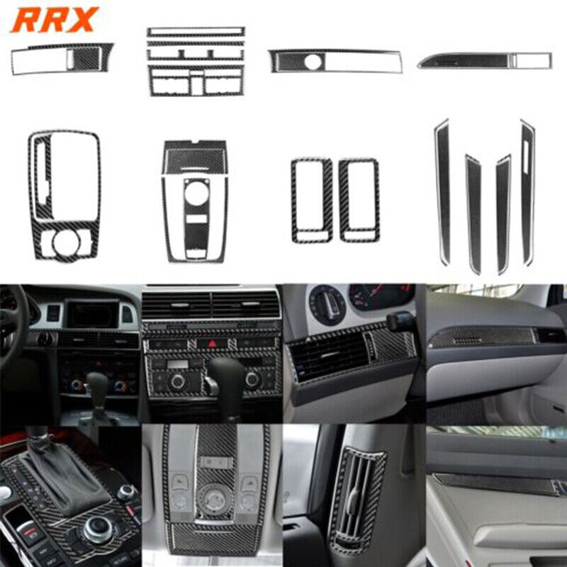 28Pcs Real Carbon Fiber Kits Full Interior Cover Trim Fit For Audi A6 S6 2005-11