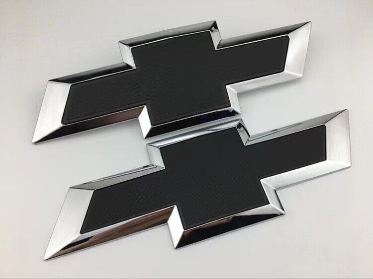 New Gloss Black Front & Tailgate Bowtie Emblem For 2016 - 2018 GM Silverado 1500