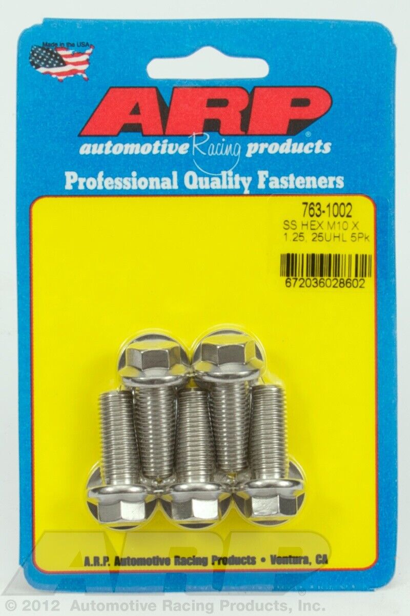 ARP 763-1002 Polished M10 x 1.25 x 25 hex SS bolts