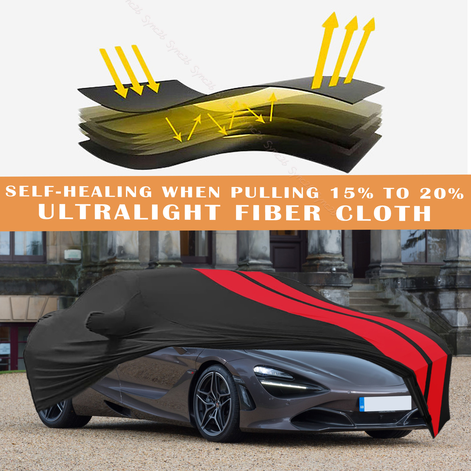 For McLaren 720S P1 Red/Black Full Car Cover Satin Stretch Indoor Dust Proof A+