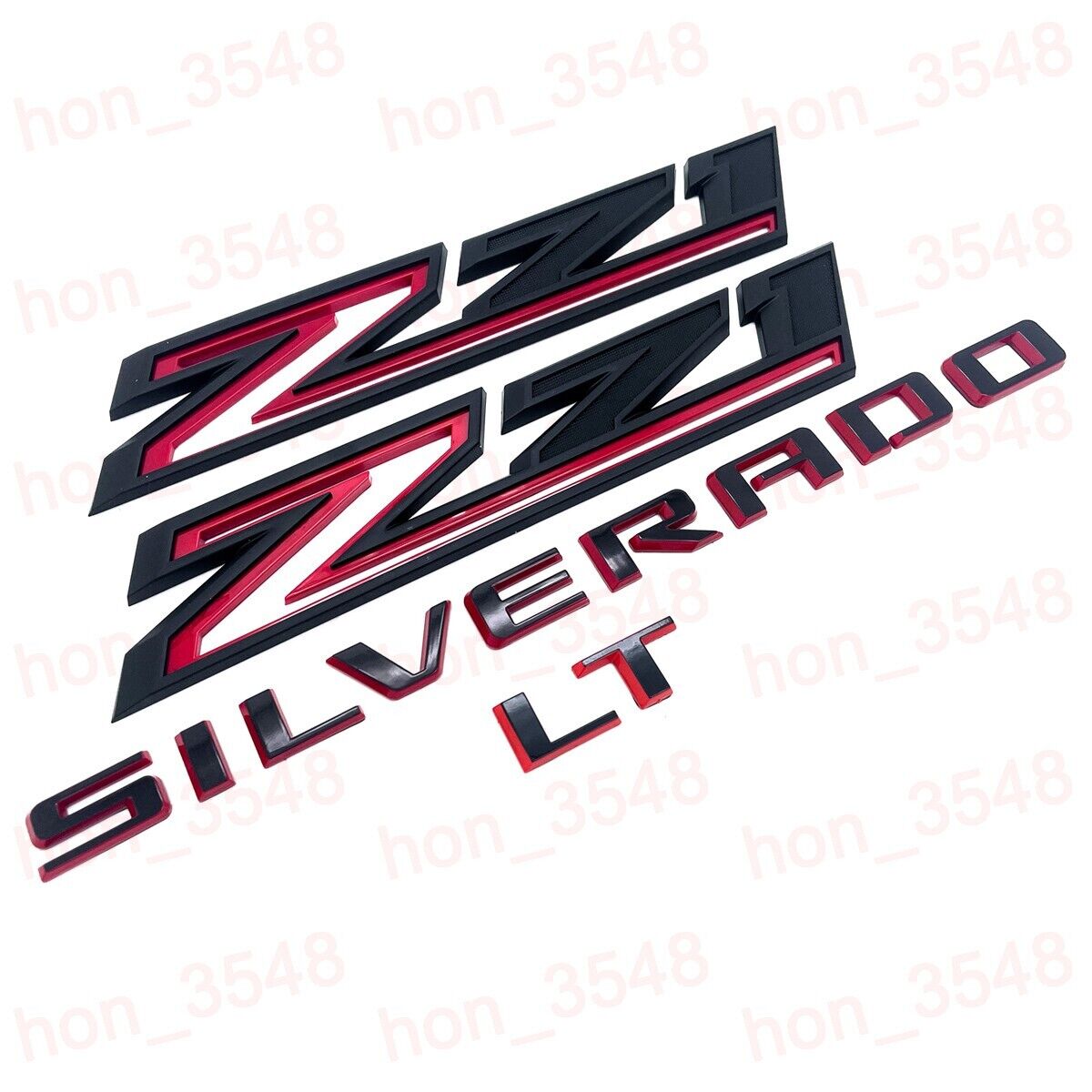 4pc 2019-2024 Red Black Chevrolet Silverado LT Z71 Emblem Nameplate Badge Kit