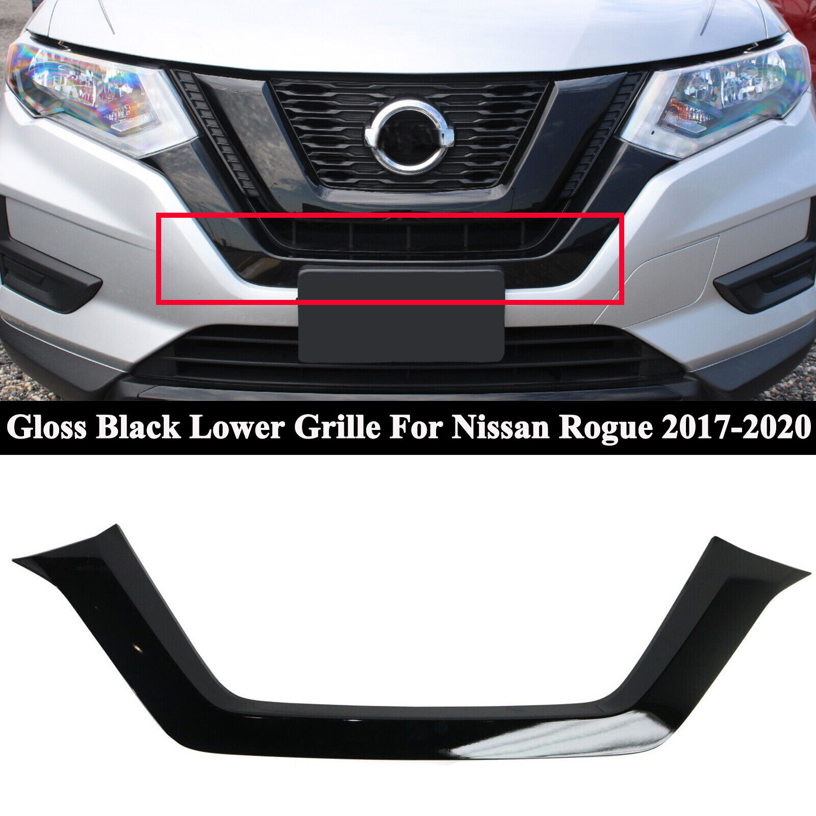 Fit For Nissan Rogue 2017-2020 Front Bumper Grille Black Trim Molding 622786FL0A