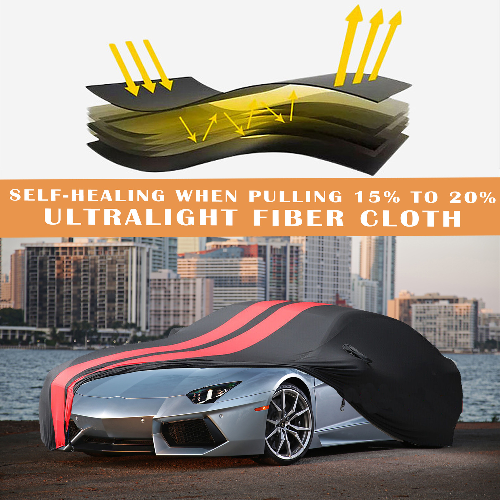 For Lamborghini Aventador Satin Stretch Indoor Car Cover Dustproof Black/Bed