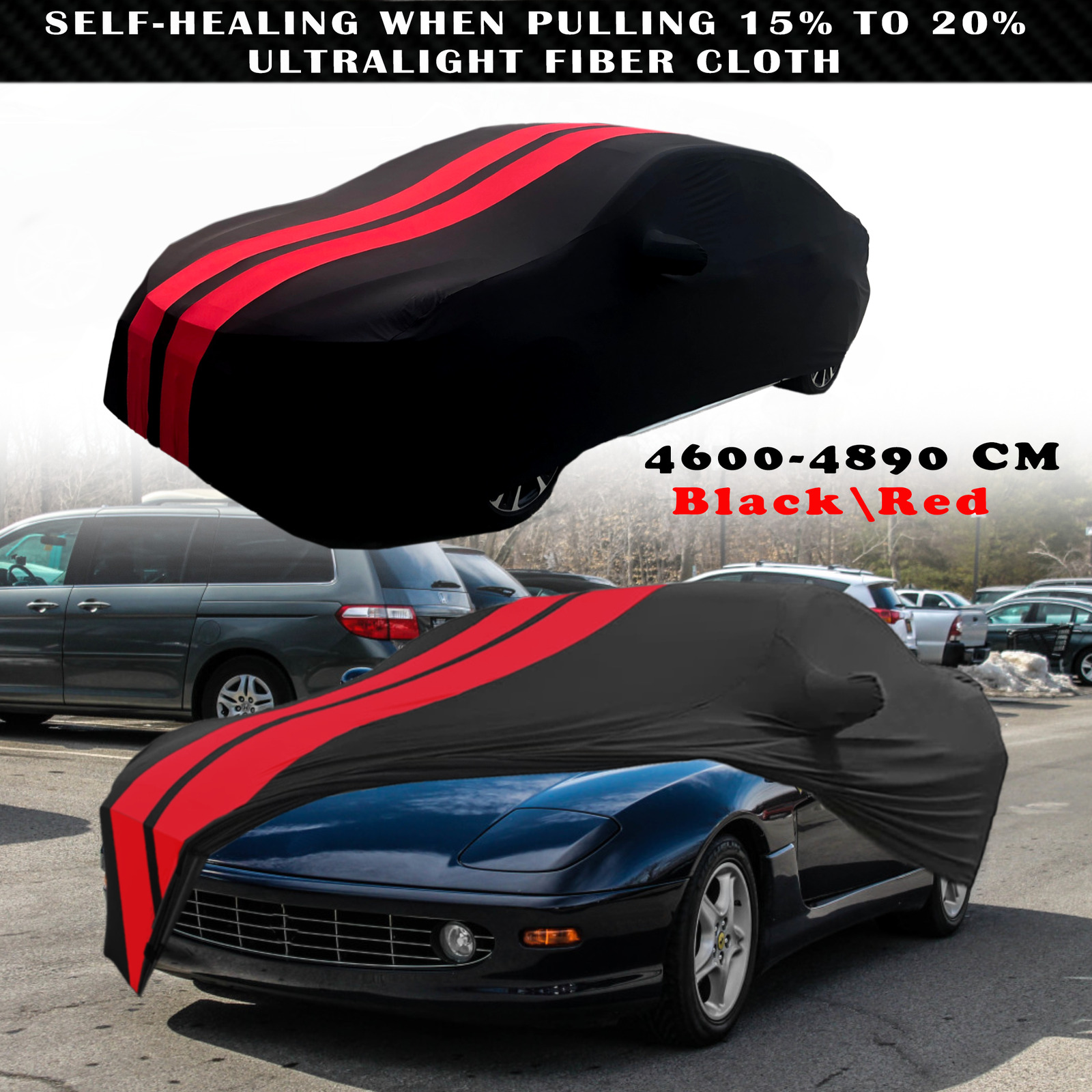 Red/Black Indoor Car Cover Stain Stretch Dustproof For Ferrari 456GT 456M GT