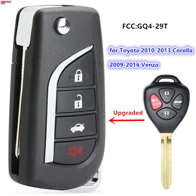 Upgraded Remote Flip Key for Toyota 2010-2013 Corolla, 2009-2016 Venza GQ4-29T G