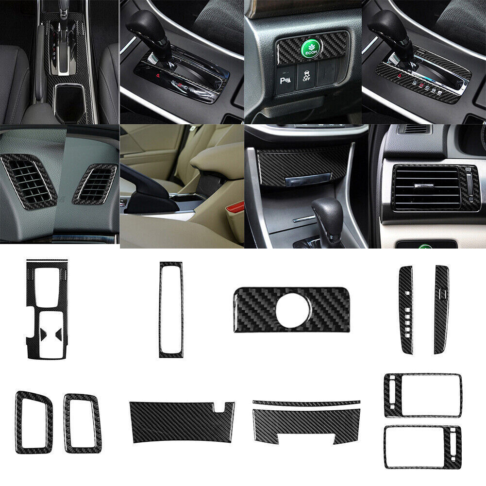 17Pcs Carbon Fiber Full Interior Kit Cover Trim For Honda Accord 2013-17