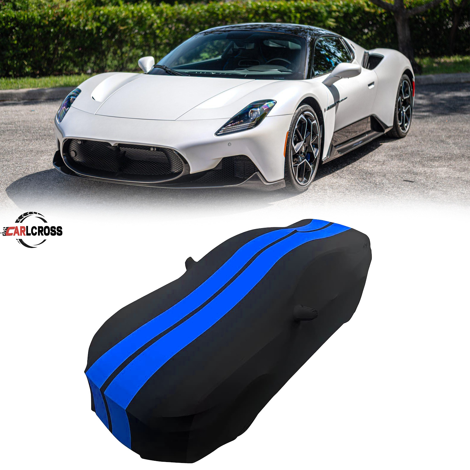 For Maserati COUPE Indoor Car Cover Satin Stretch  Blue/Black dustproof A+