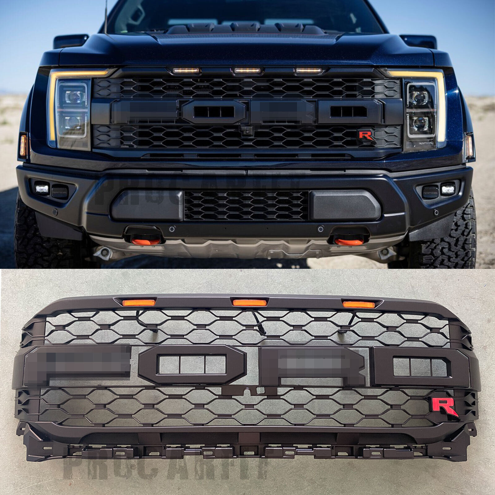 For Ford F150 2021 2022 2023 Raptor Style Grill Front Grille W/Letter & LED Mesh