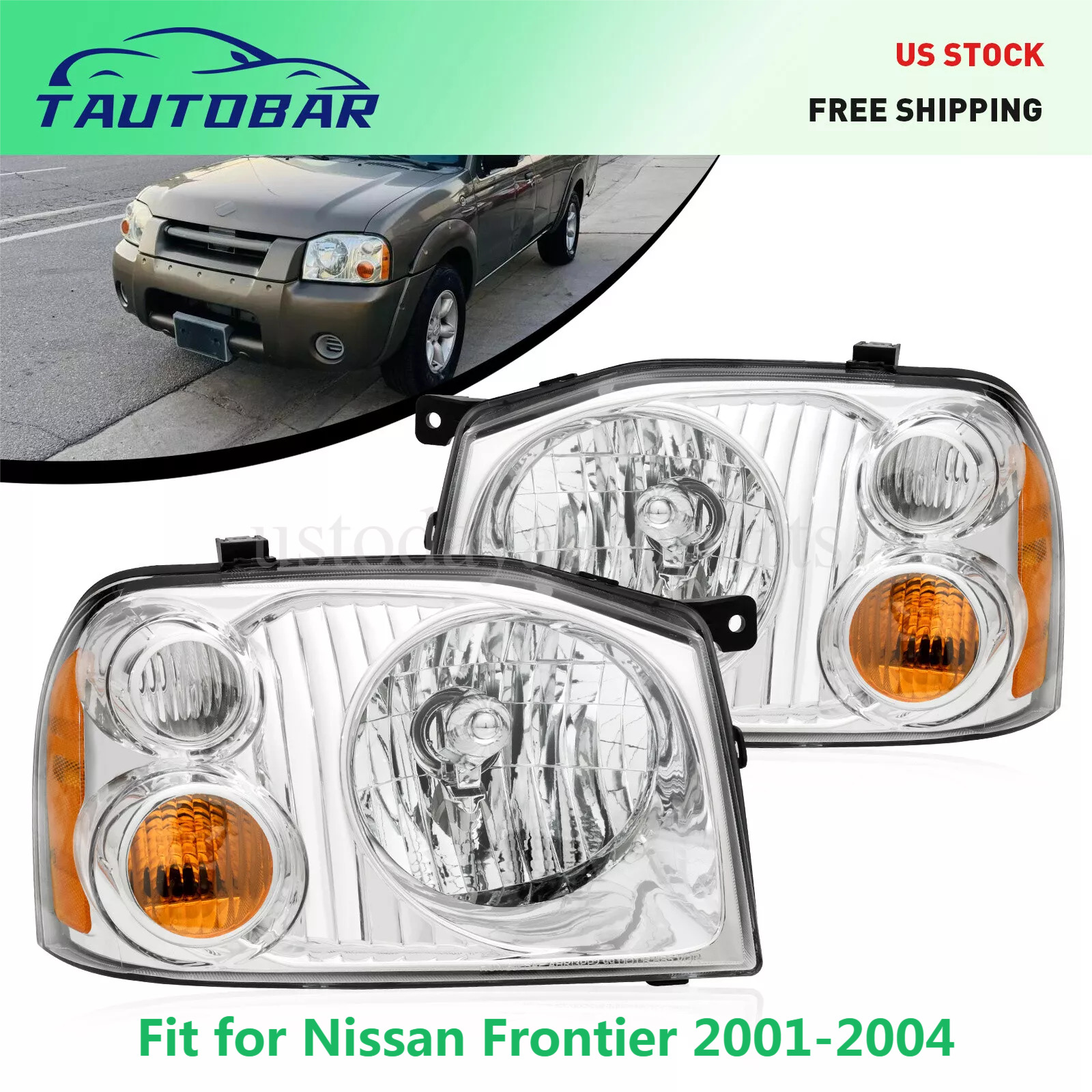 Headlights Pair For 01-04 Nissan Frontier XE/SE Left&Right 2001-2004 Clear Light