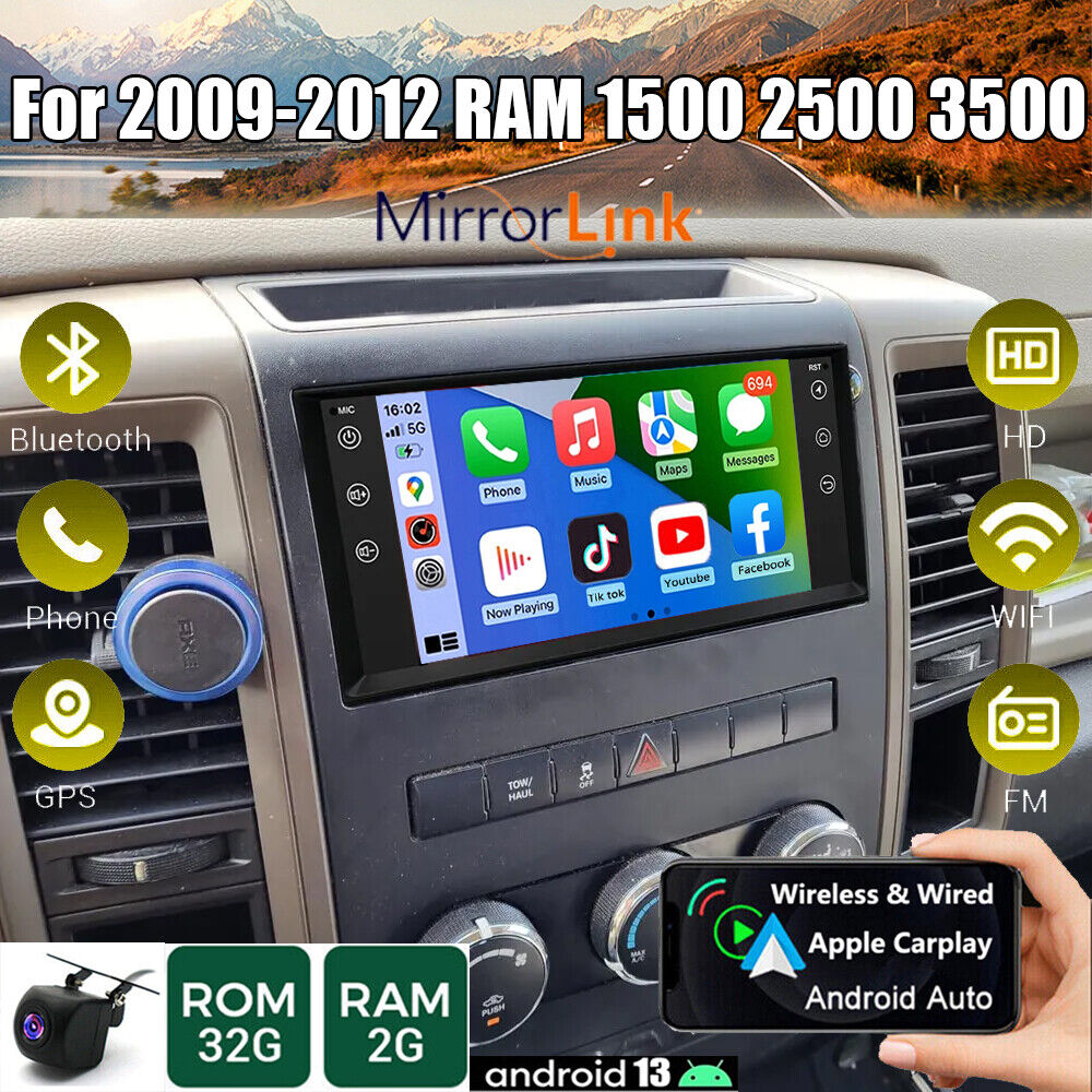 For 2009-2012 RAM 1500 2500 3500 Apple CarPlay Car Radio Stereo GPS Navi WIFI