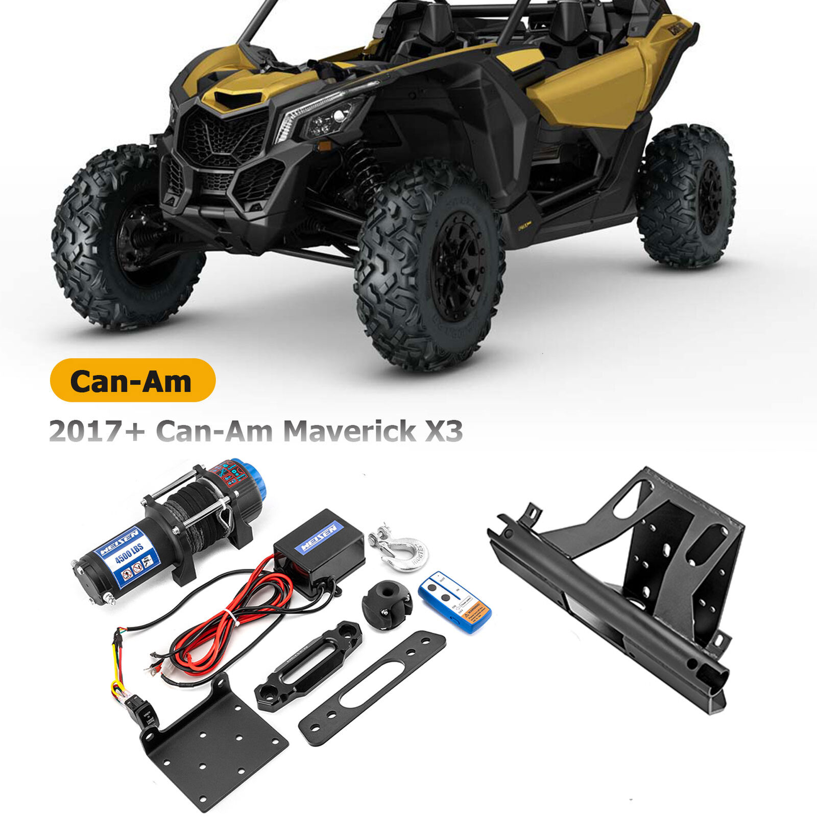 For 17-UP Can-Am Maverick X3/X3 MAX UTV 4500lb 12V Electric Winch Mount Set