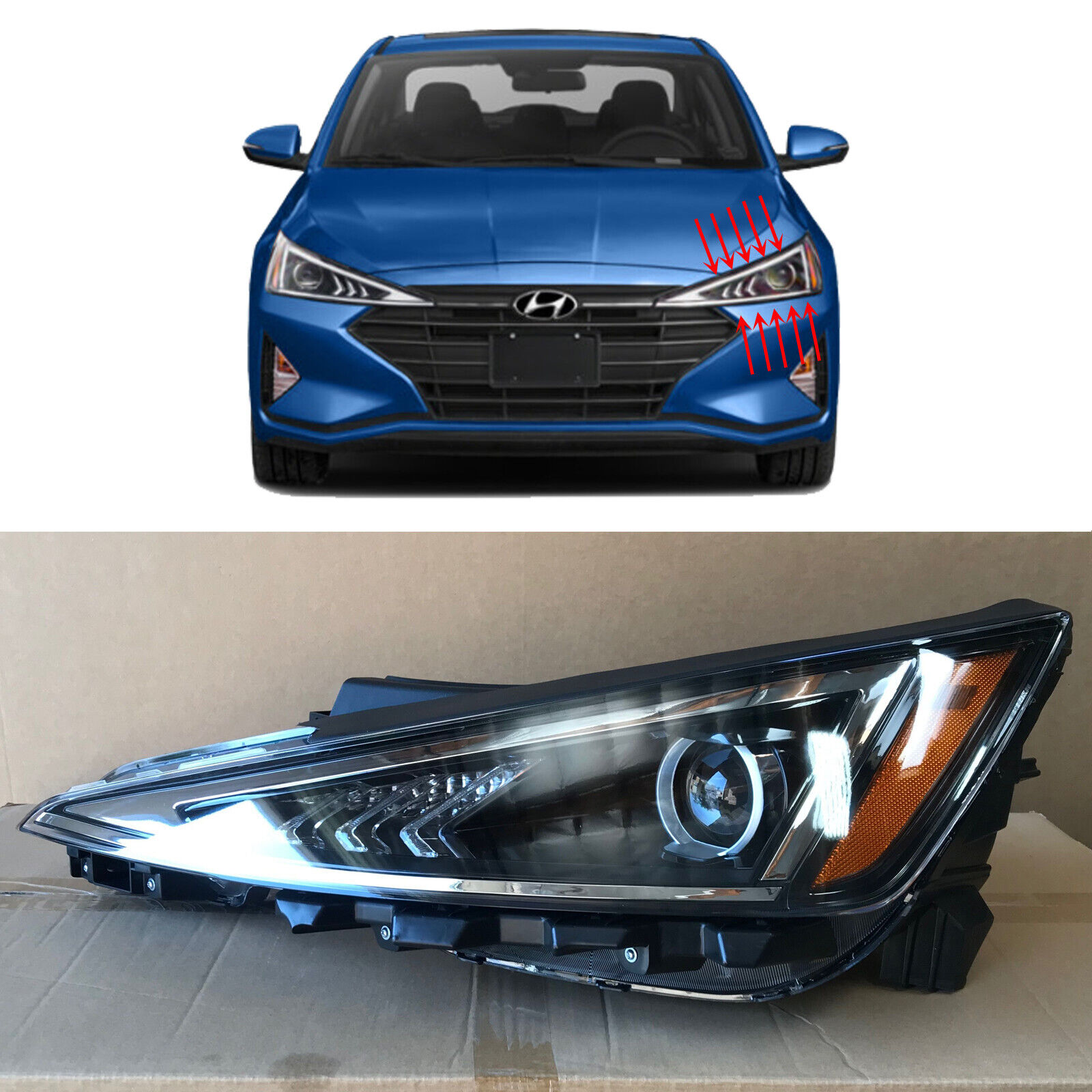 Headlight Assembly for 2019 2020 Hyundai Elantra Sedan Left Driver Side Halogen