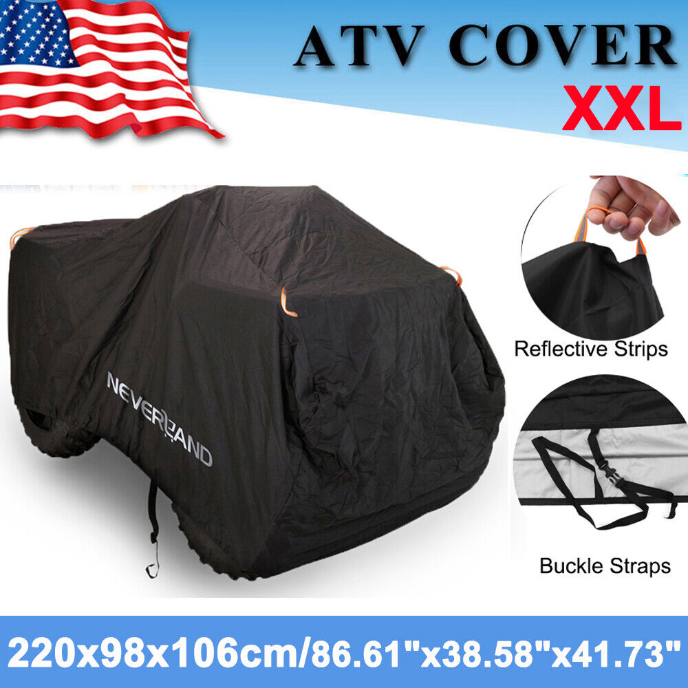 XXL Heavy Duty Waterproof ATV Cover Fit Polaris Honda Yamaha Can-Am Suzuki Black