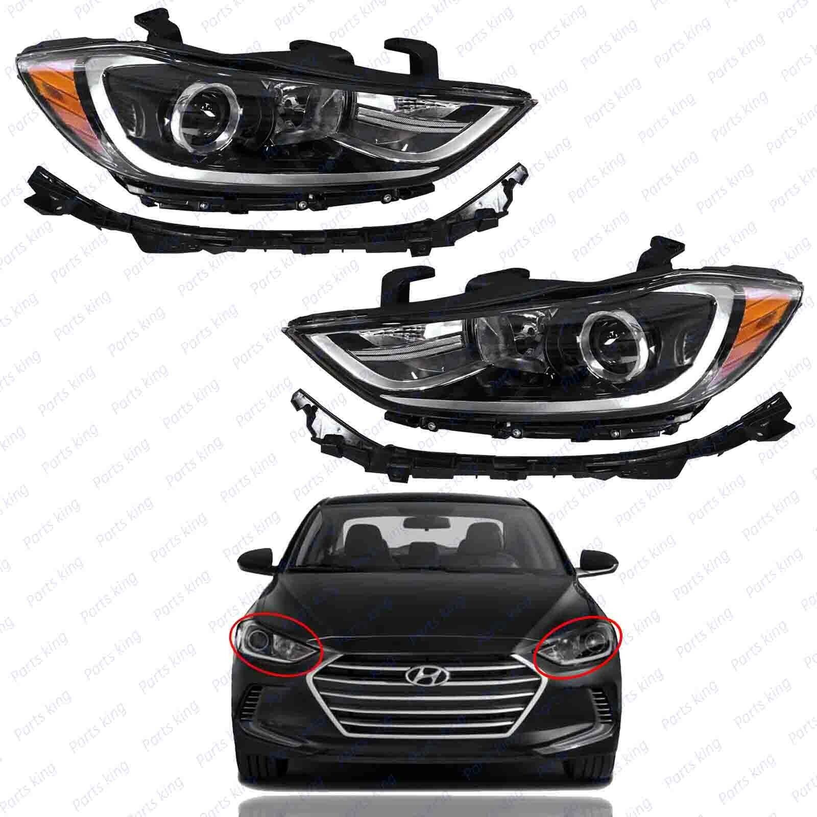 For 2017 2018 Hyundai Elantra Halogen Headlights w/ Bulbs Mounting Brackets 4pc 