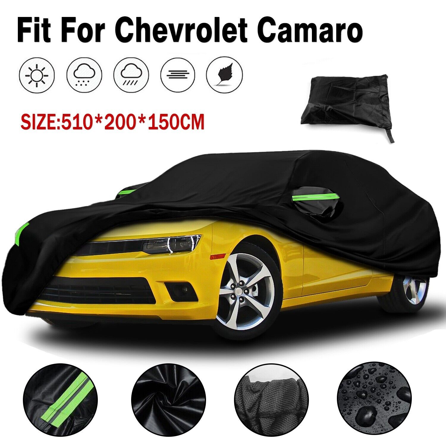 Full Car Cover Outdoor Waterproof UV All Weather Protection For Chevrolet Camaro