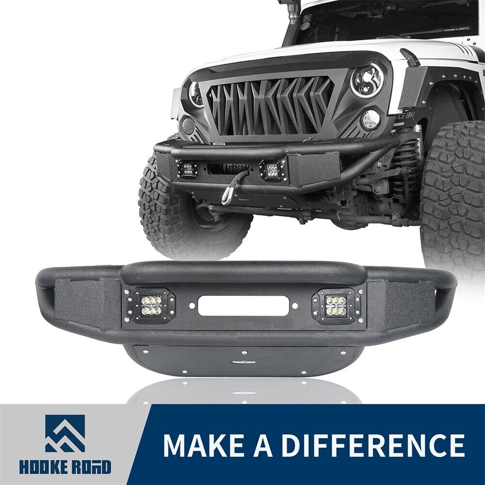 LOTUS Upgraded Tubular Front Bumper w/Winch Plate for Jeep Wrangler 2007-2018 JK