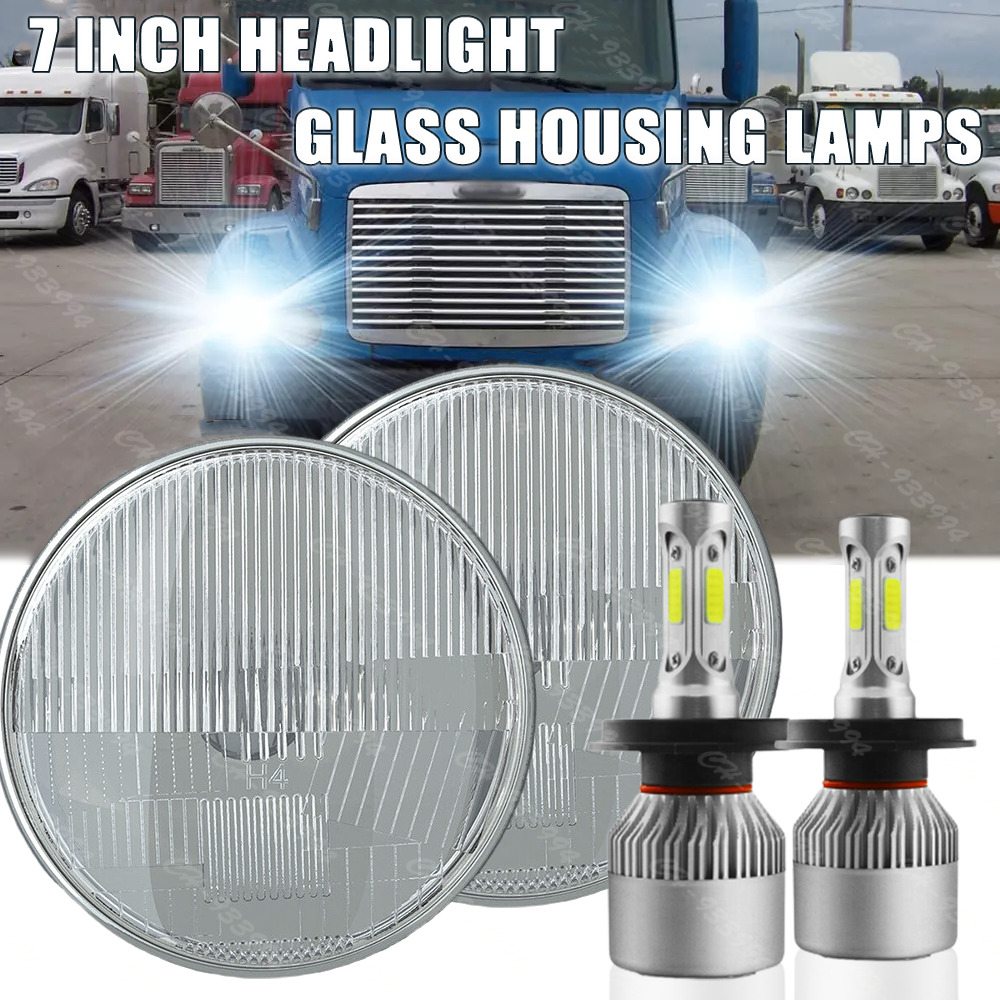 For Freightliner Century Class Pair 7“ inch Round LED Headlight Hi/Lo Beam Light