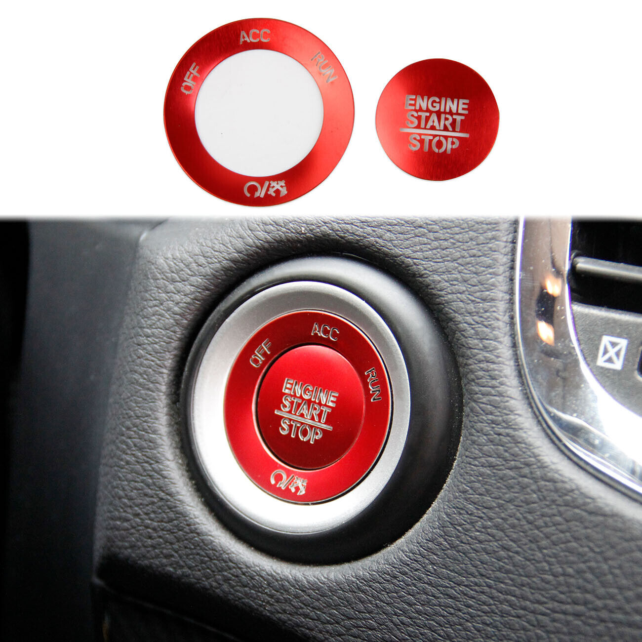 Red Aluminum Engine Start/Stop Push Button Patch Cover for Dodge Durango Charger