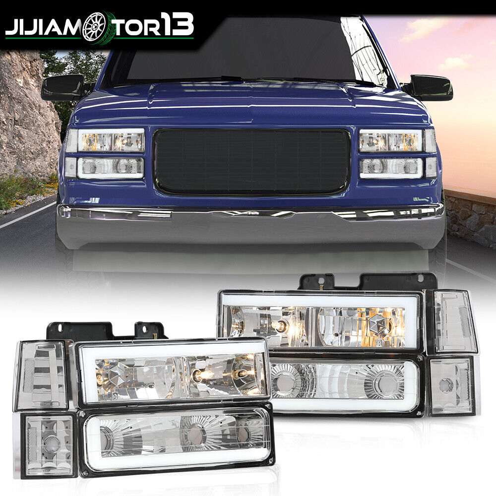 Fit For 1994-1998 GMC C/K C10 Sierra Pair LED Headlights & Corner & Bumper Lamps