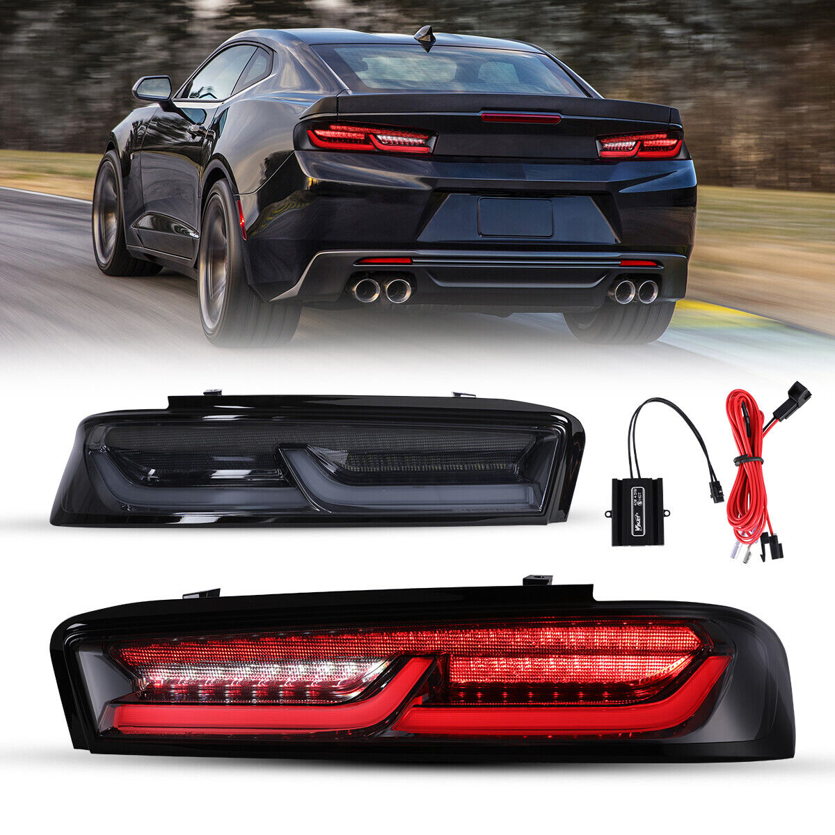 LED Sequential Tail Lights For 2016-2018 Chevy Camaro Smoke Signal Brake Lamps