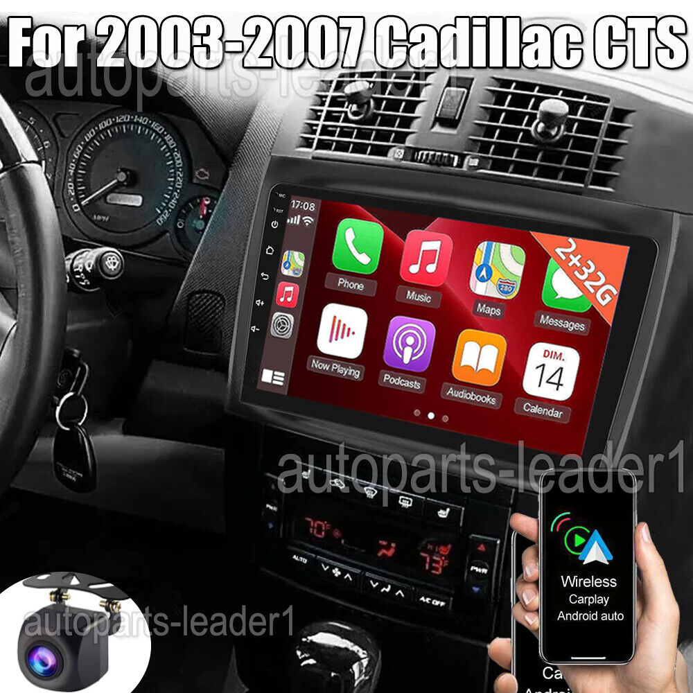 Android 13 Apple Carplay Stereo Radio GPS Navi For 2003-2007 Cadillac CTS 32G FM