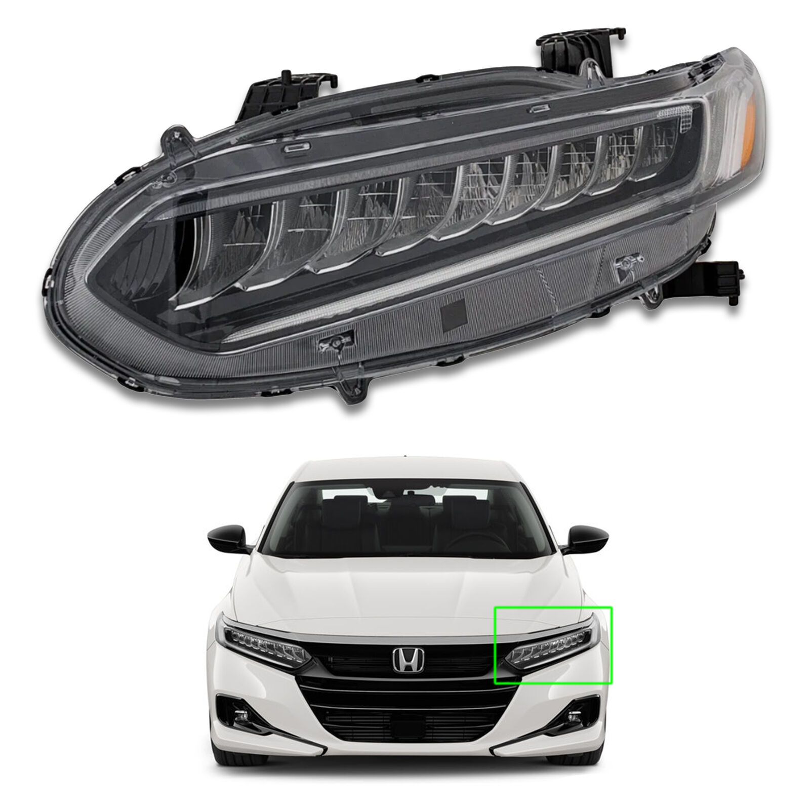 For 2018 2022 Honda Accord Full LED Headlight Chrome Assembly Left Driver Side