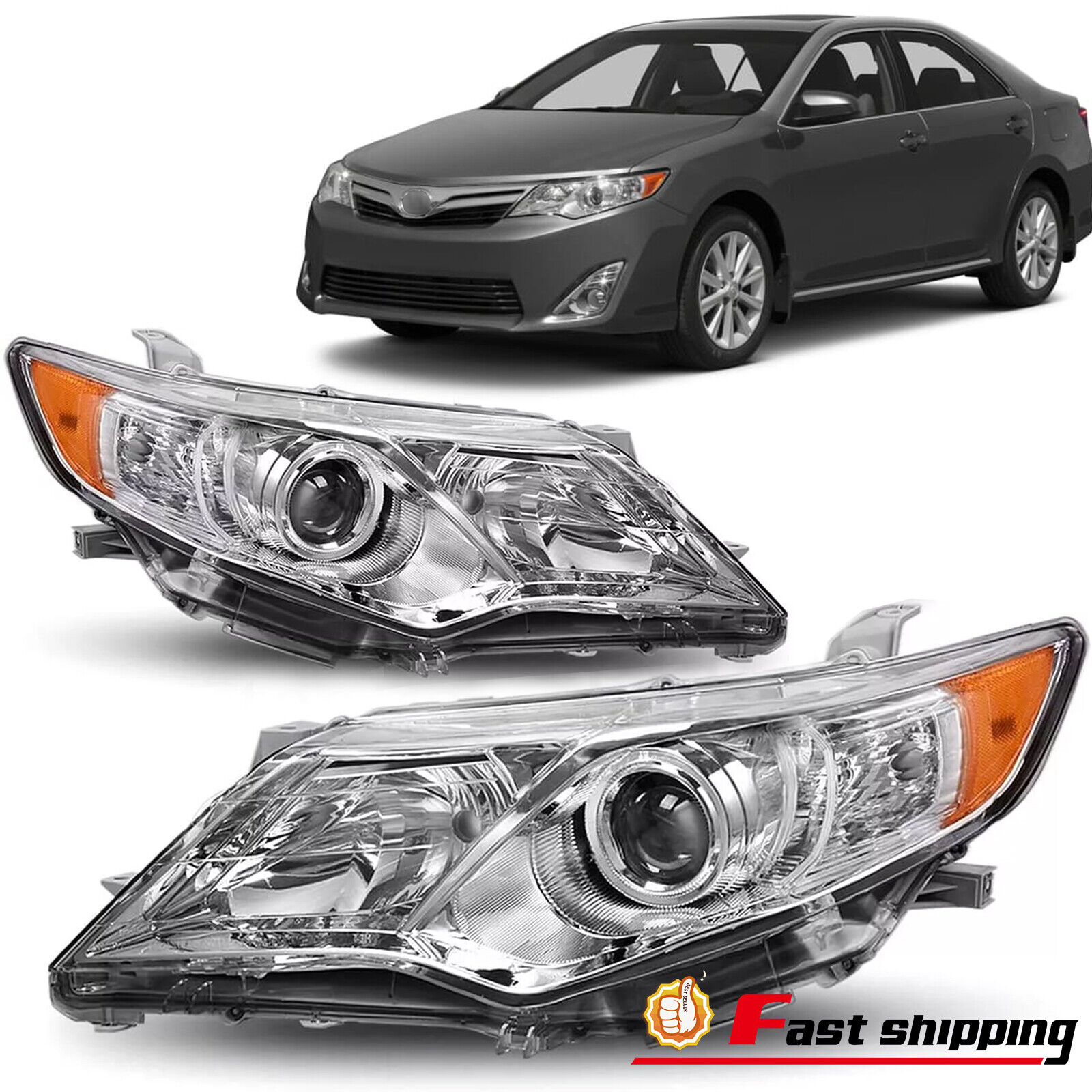 For 2012-2014 Toyota Camry Projector Headlamps Headlights Assembly Left+Right