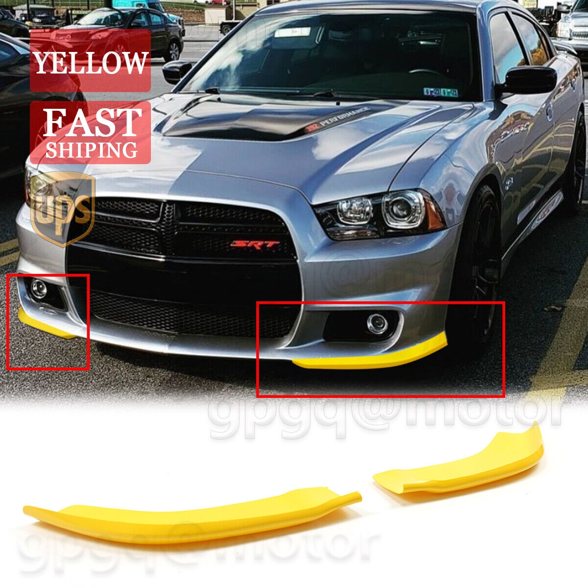 For Dodge Charger SRT8 2011-14 Yellow Front Bumper Lip Splitter Guard Protector