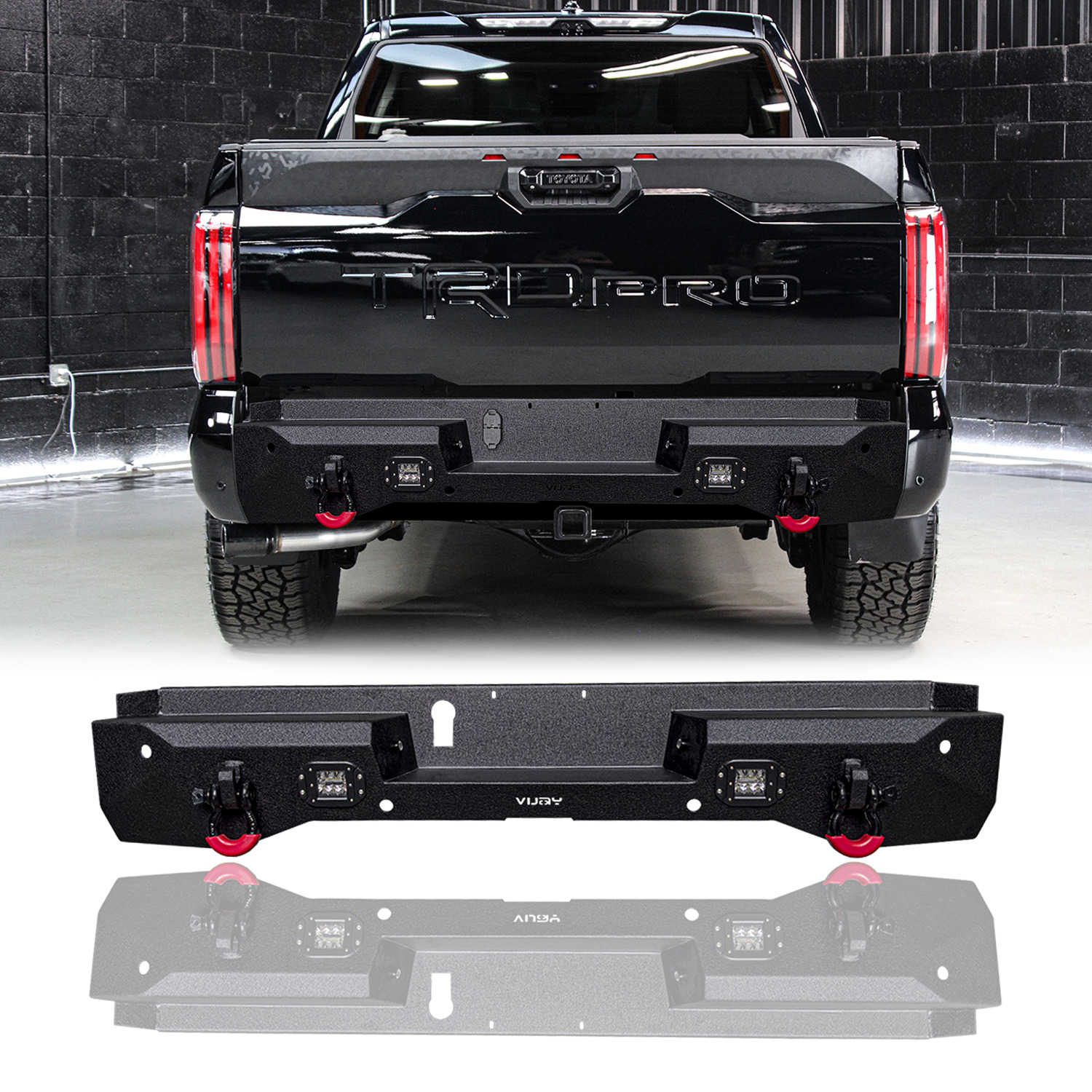 Vijay For 2022-2024 Toyota Tundra New Steel Rear Bumper With LED Lights&D-Rings