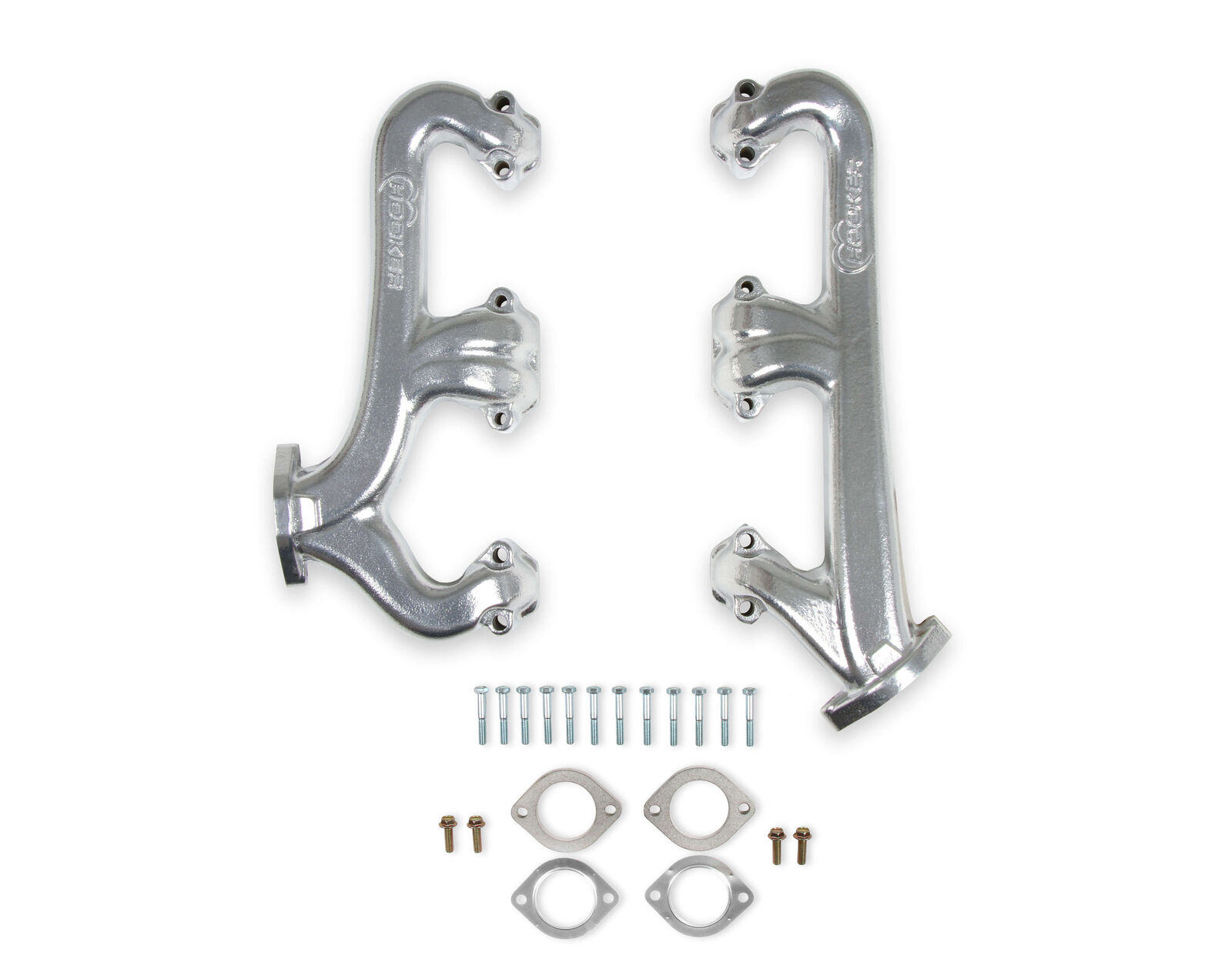 Hooker 8527-1HKR Cast Iron Exhaust Manifolds D-Port Silver Ceramic Coated