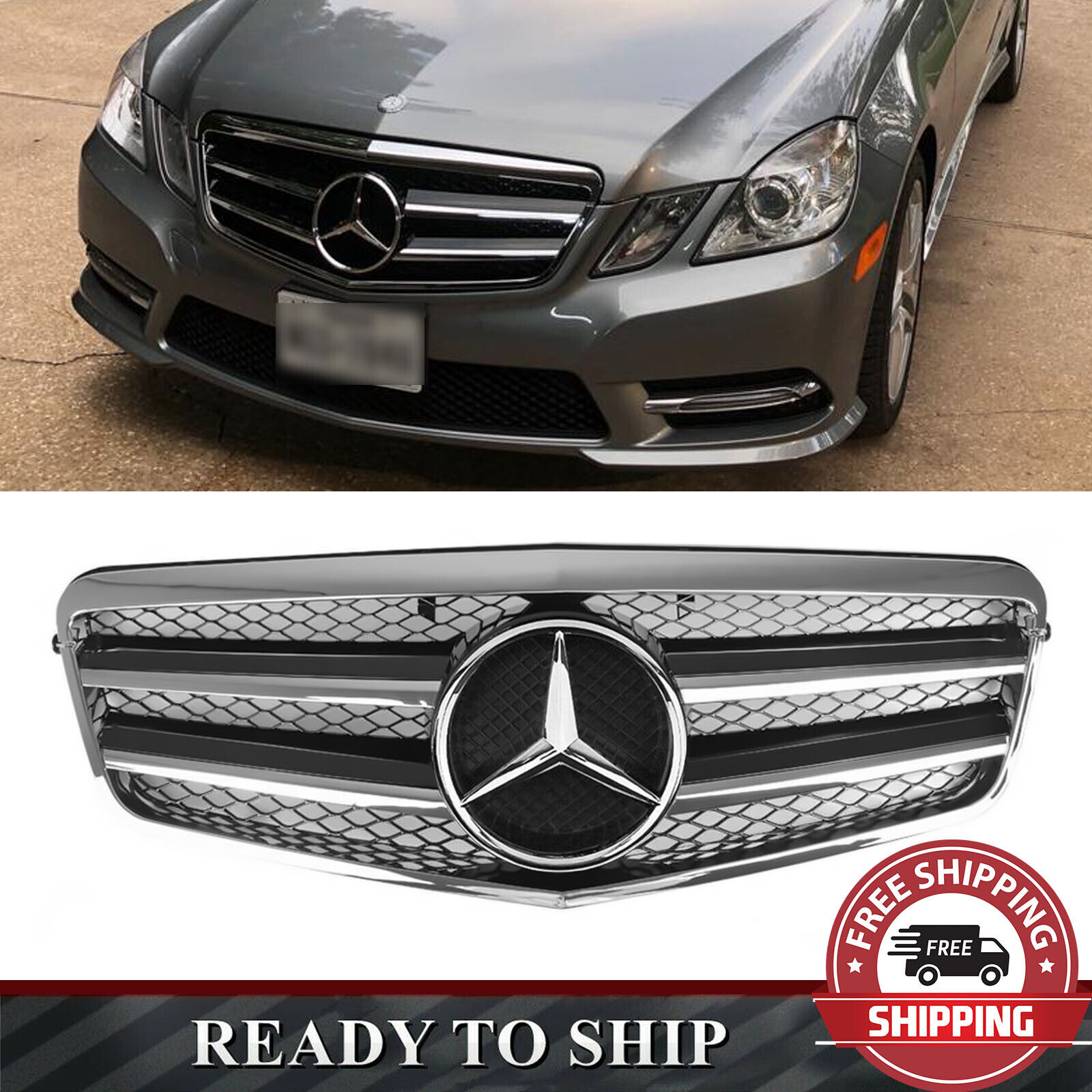 AMG Style Front Grille Grill +Star For Mercedes Benz W212 E250 E350 E550 2010-13