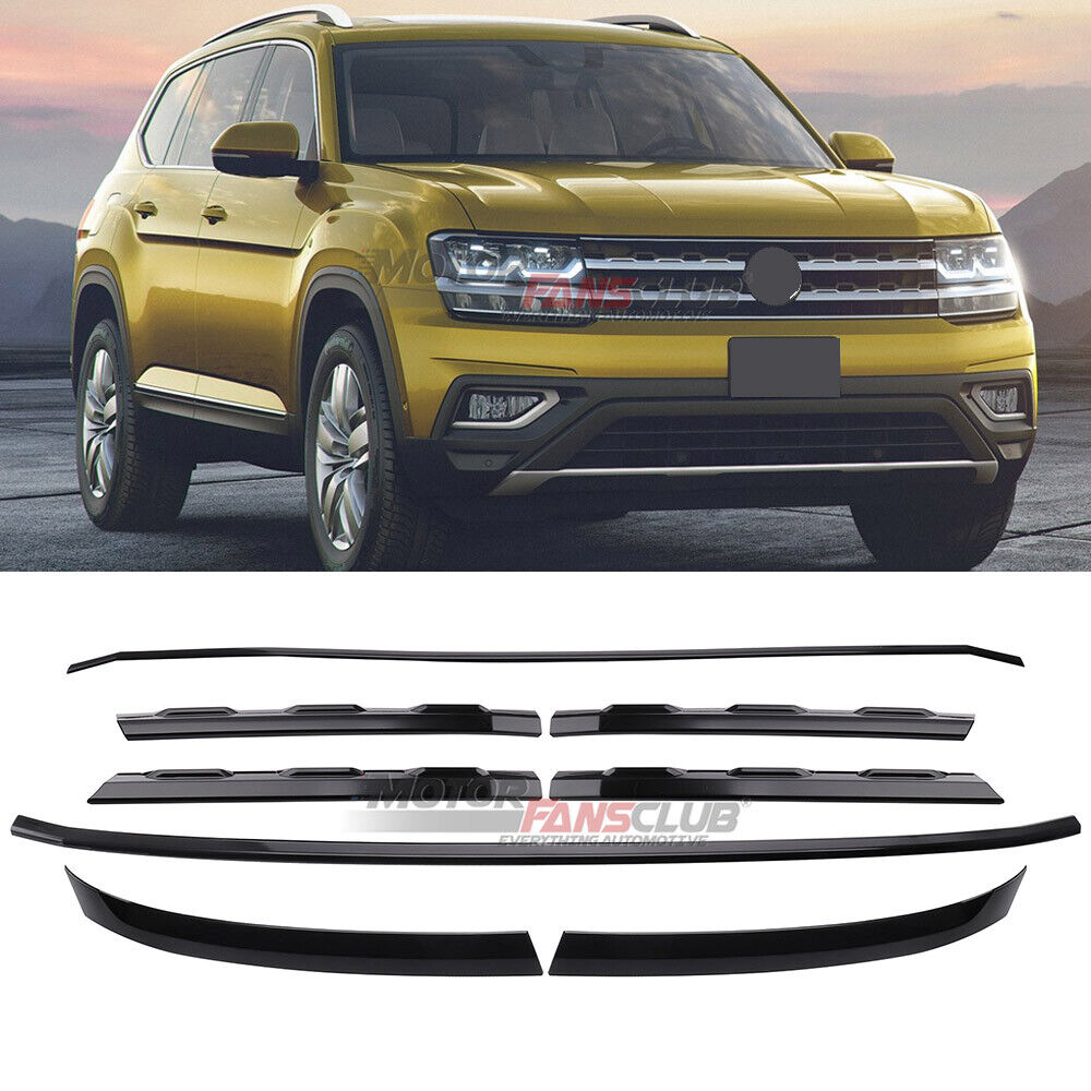 For Volkswagen Atlas 2018 2019 Glossy Black Front Center Grille Grill Cover Trim