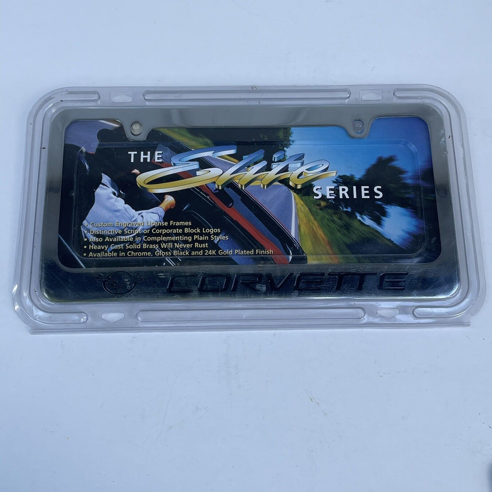 Chevrolet Corvette Elite Chrome Plated Metal Engraved License Plate Frame