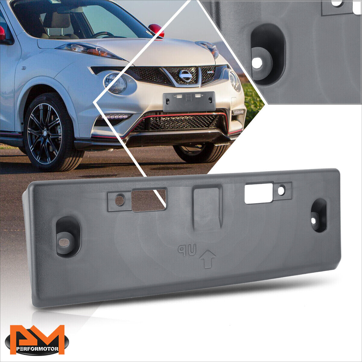 For 11-14 Nissan Juke Front Bumper Tow Hook License Plate Tag Mounting Bracket