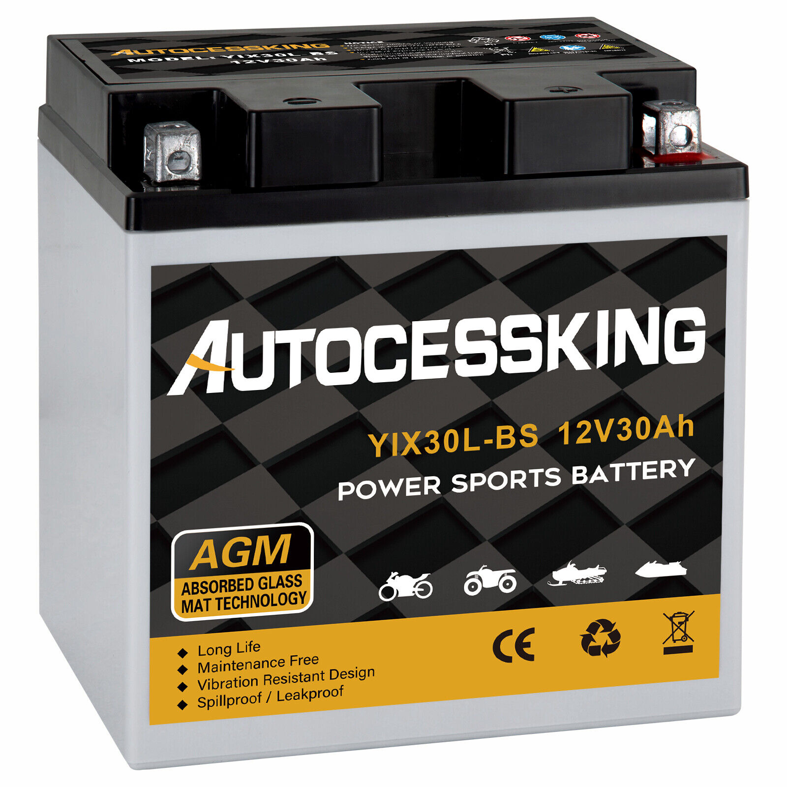 YTX30L-BS High Performance Maintenance Free Sealed AGM Motorcycle Battery ETX30L