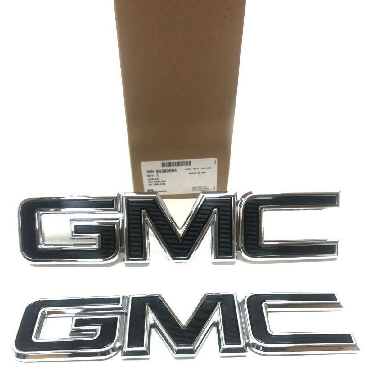 2015-2019 GMC Canyon Front and Rear Emblem Set Black/Chrome OEM 84380554