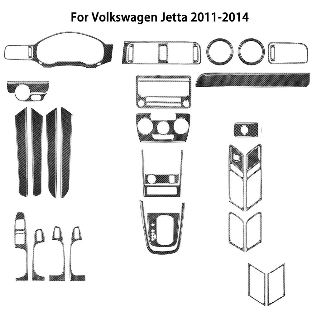 43Pcs For Volkswagen Jetta Sedan Carbon Fiber Full Interior Kit Cover Trim