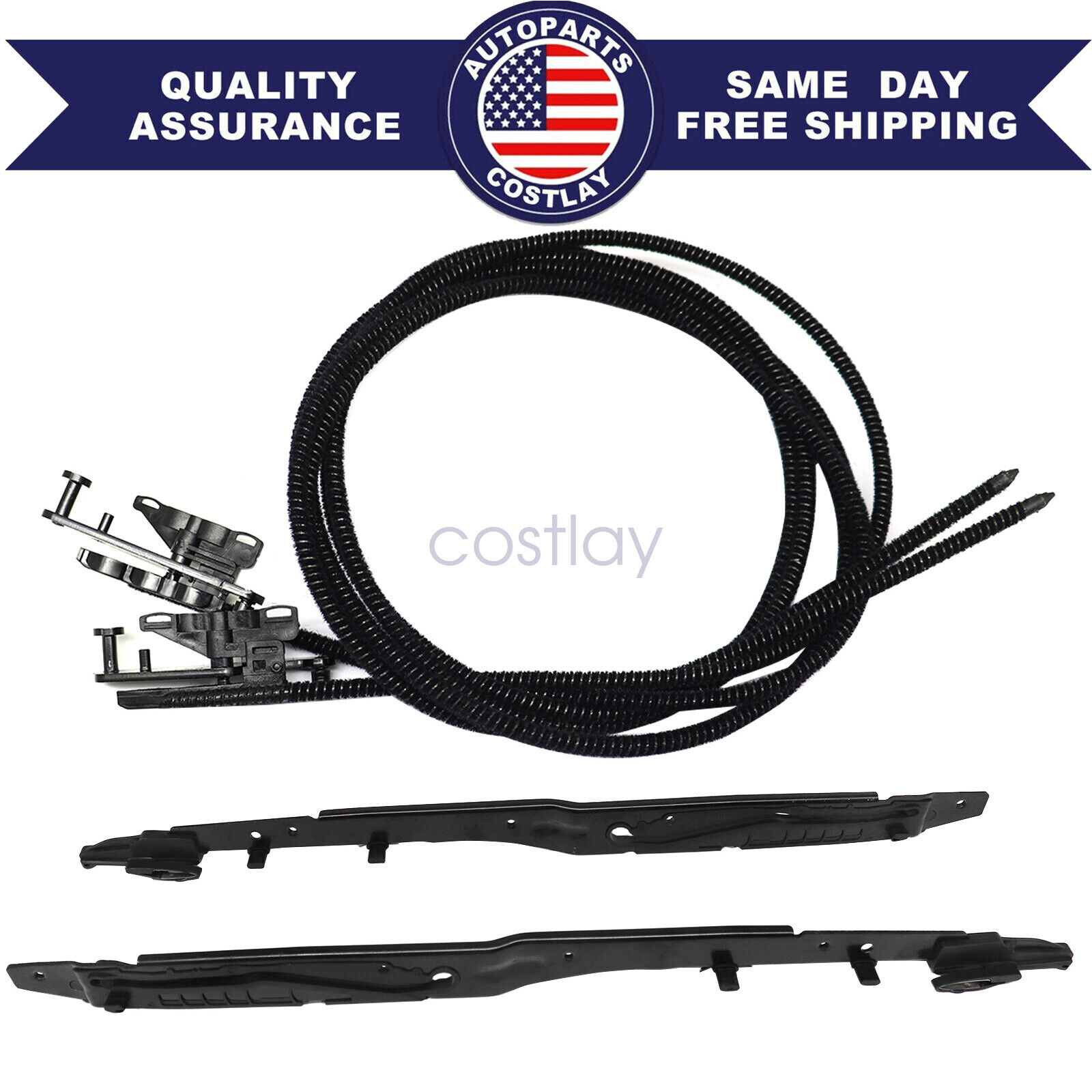 Crew Cab Sunroof Glass Cables+Track Assembly Repair Kit for Ford 2015-2020 F150