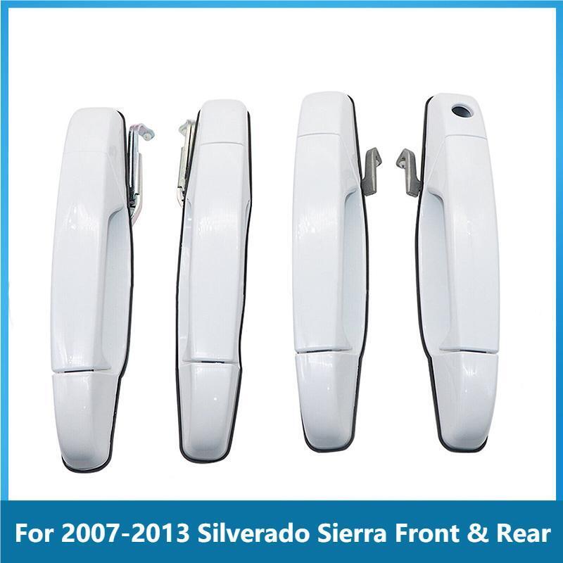 4X Front & Rear Door Handle Set Olympic White for 2007-2013 Silverado Sierra