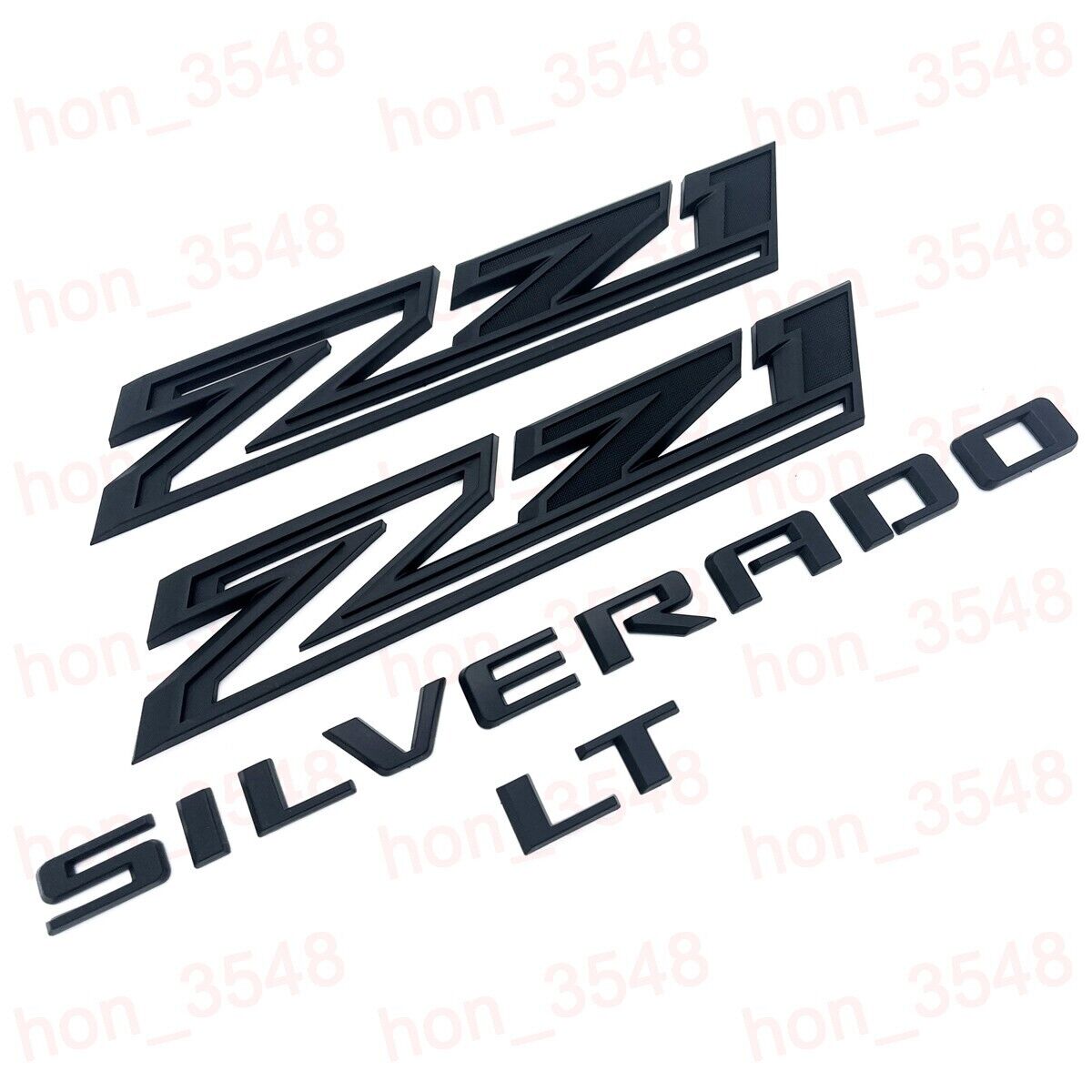 4pc 2019-2024 Matte Black Chevrolet Silverado LT Z71 Emblem Nameplate Badge Kit