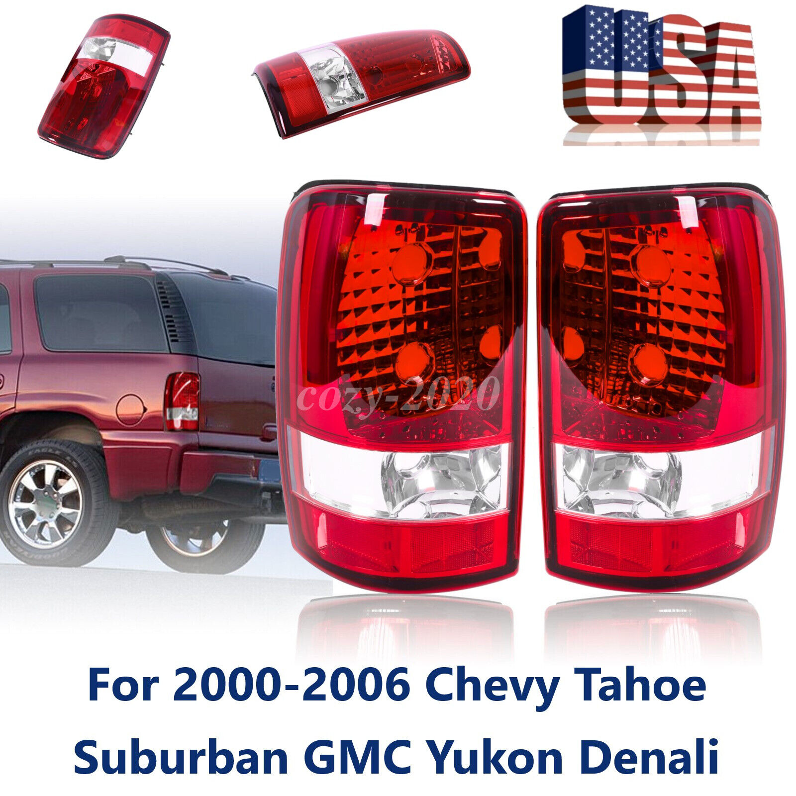 Fit 2000-06 Chevy Suburban 1500 Tahoe GMC Yukon XL Tail Lights Rear Brake Lamps