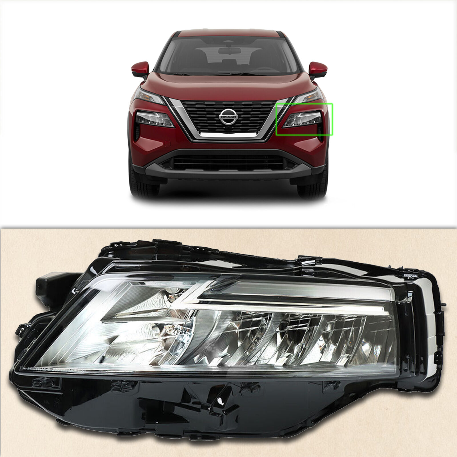 Headlamp Chrome LED Assembly for 2021 2023 Nissan Rogue SL SV Left Driver LH