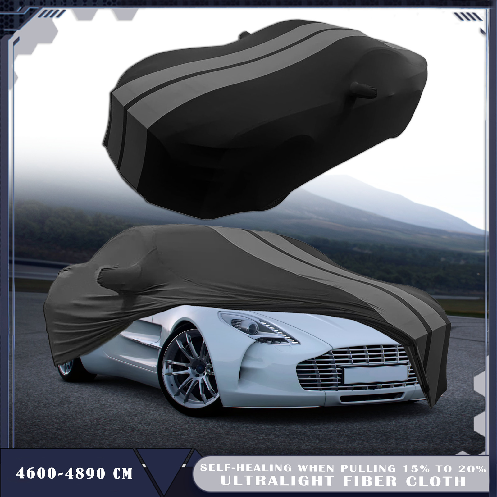 For Aston Martin One-77 Indoor Grey Line Dustproof Stain Stretch Full Car Cover
