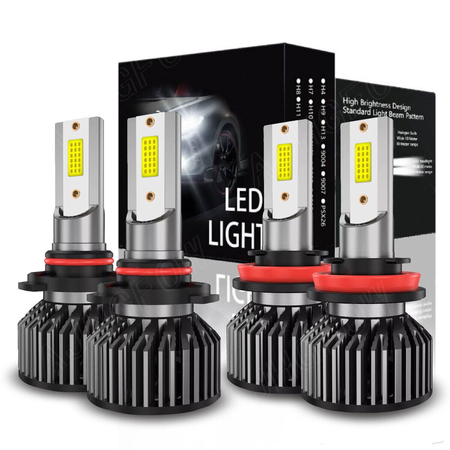 9005 H11 LED Headlight KIT Combo Bulbs 10000K High&Low Beam Super Bright White