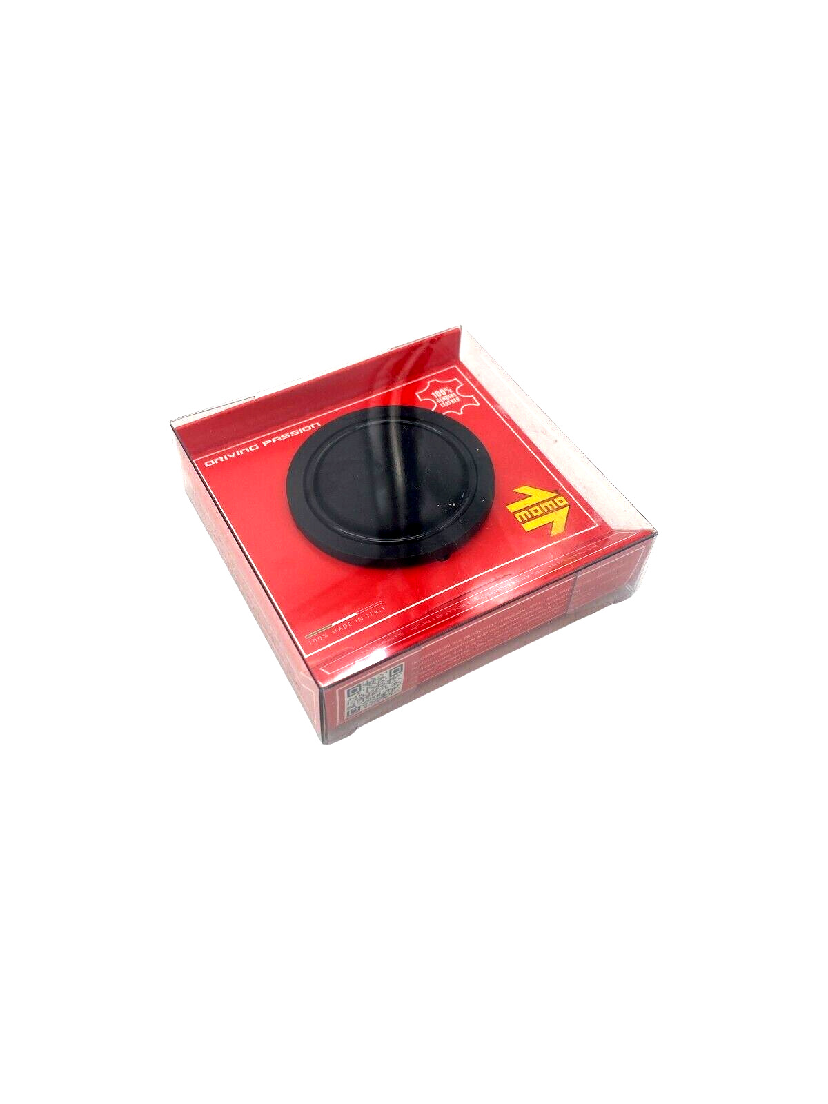 MOMO Black Leather w/ Embossed Logo Steering Wheel Horn Button Flat Lip Genuine