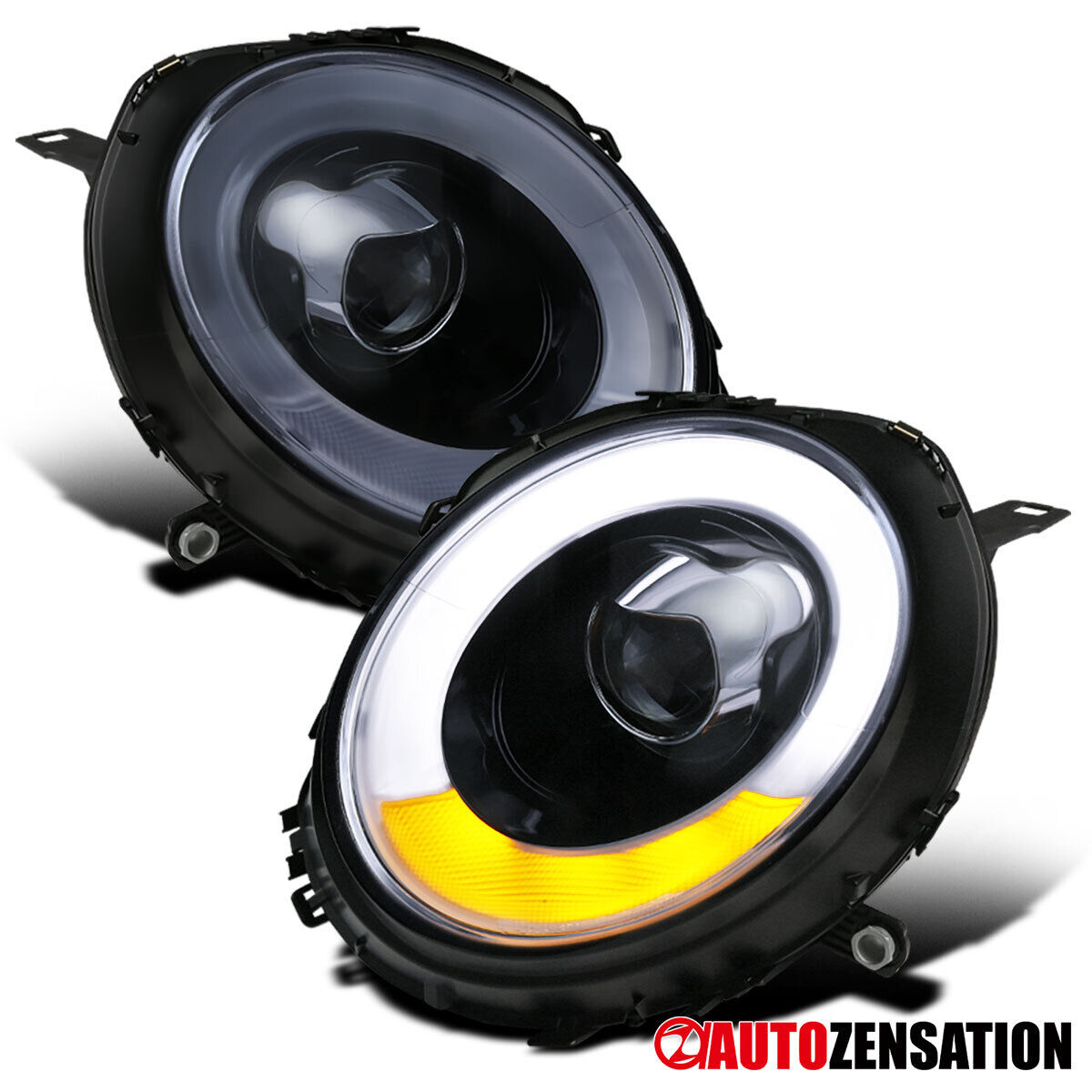 Fit 2007-2013 Mini Cooper S R56 LED Signal Bar Projector Headlights Black/Smoke