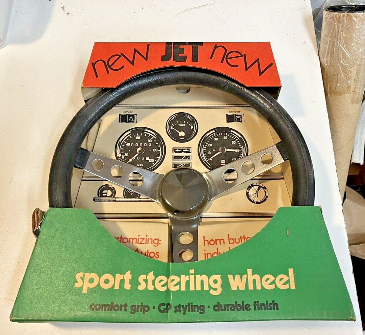NIB Vintage 1960s 1970s Custom Jet Steering Wheel Rat Hot Rod Speed parts 60s 70