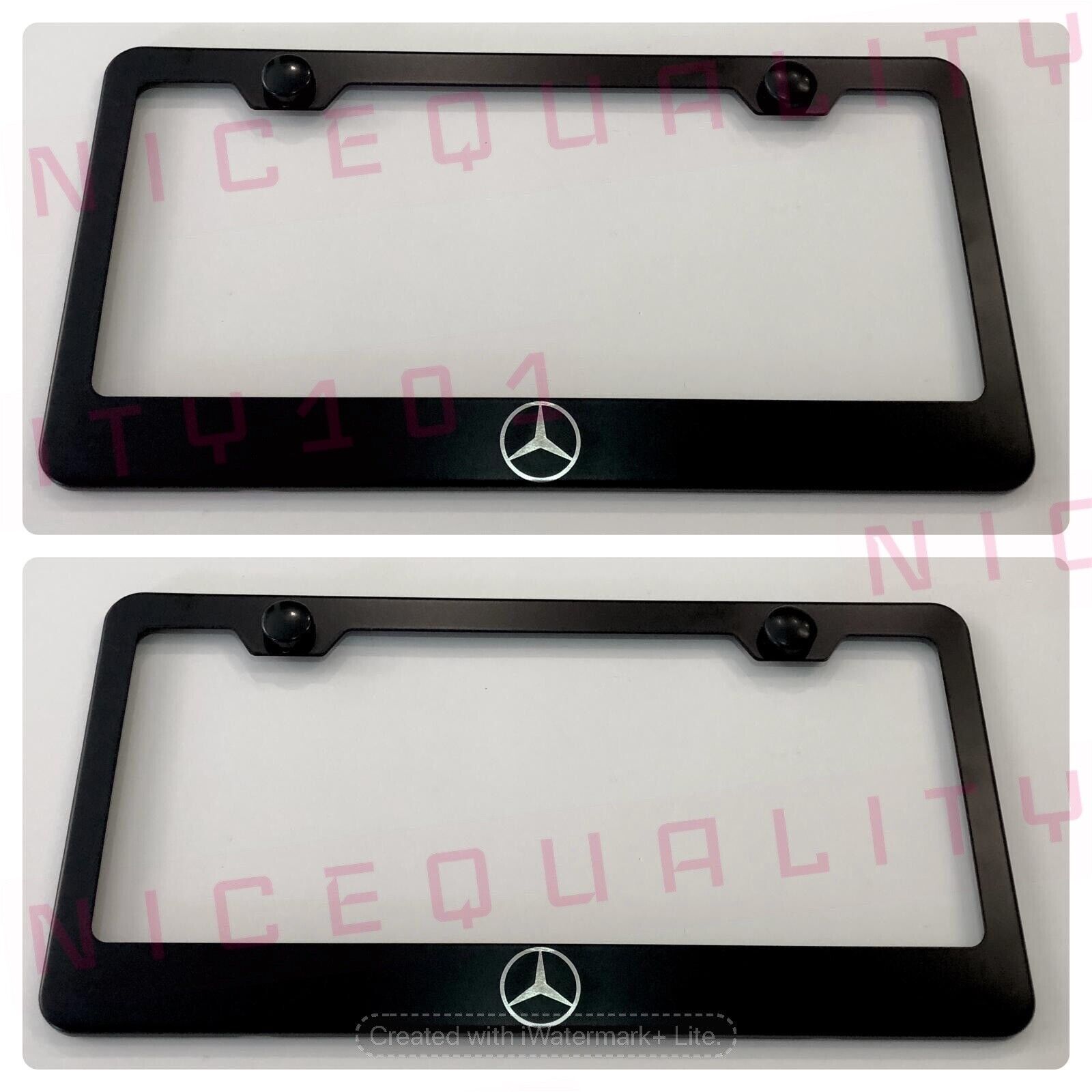 2X Laser Engraved Mercedes Benz Stainless Steel Finished License Plate Frame