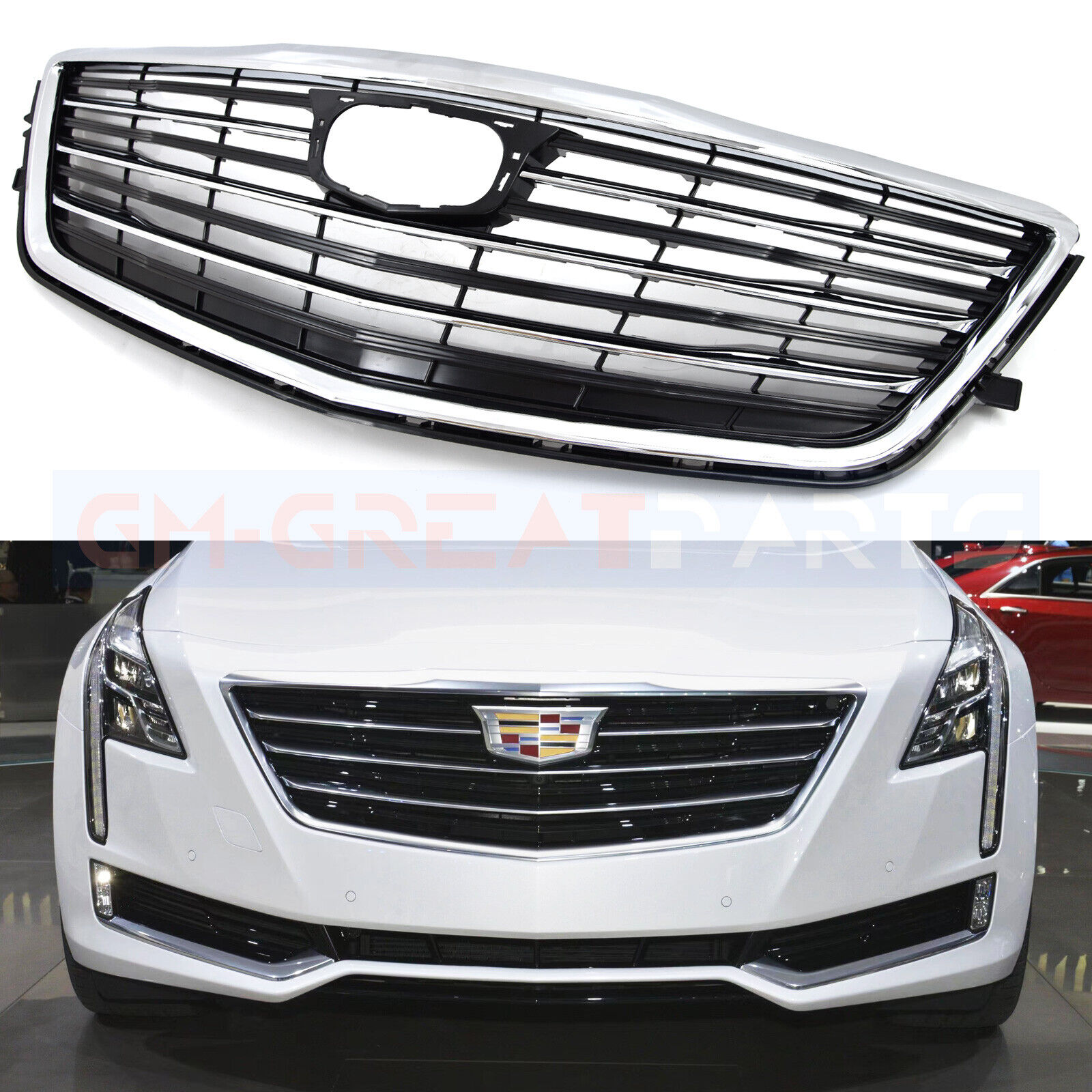 2016 2017 2018 CADILLAC CT6 FRONT UPPER BUMPER GRILLE GRILL CHROME OEM 84124488